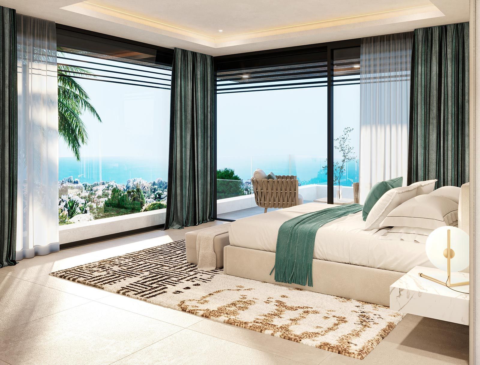 Chambre de luxe avec vue sur l'océan et accès au balcon